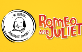 An illustration of William Shakespeare with caption: The Rubbish Shakespeare Company Romeo & juliet